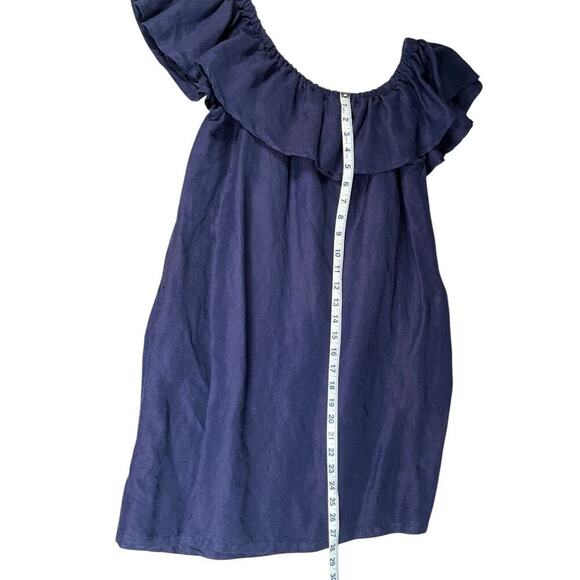 Tommy Bahama St. Lucia Off The Shoulder Ruffle Dress With Navy Blue Medium - Picture 10 of 11